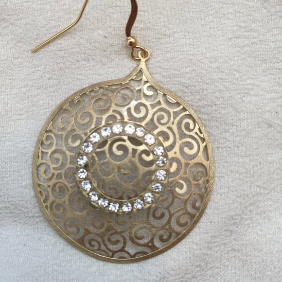 Rush Crystal Decorated pop-up golden earrings - Picture 2 of 6